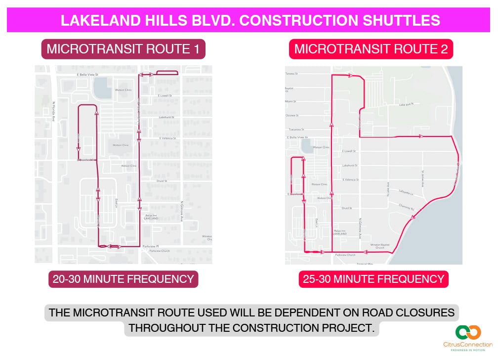 Pink Line: Lakeland Hills Blvd. Construction Shuttles
