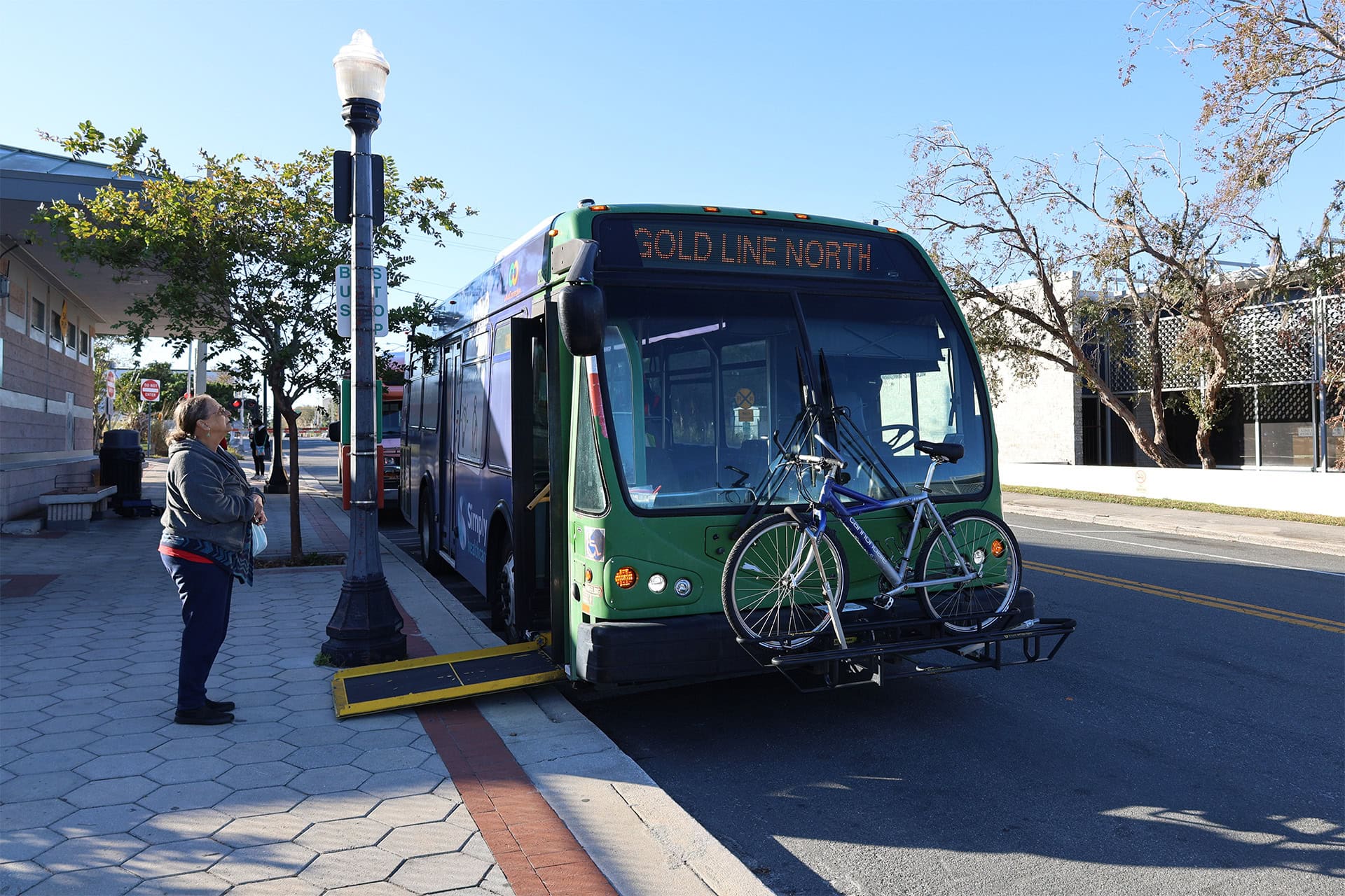 Bicycles on front of bus